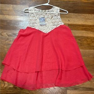 LOVE J coral crocheted tank top